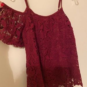 Crochet style shirt with cap sleeves